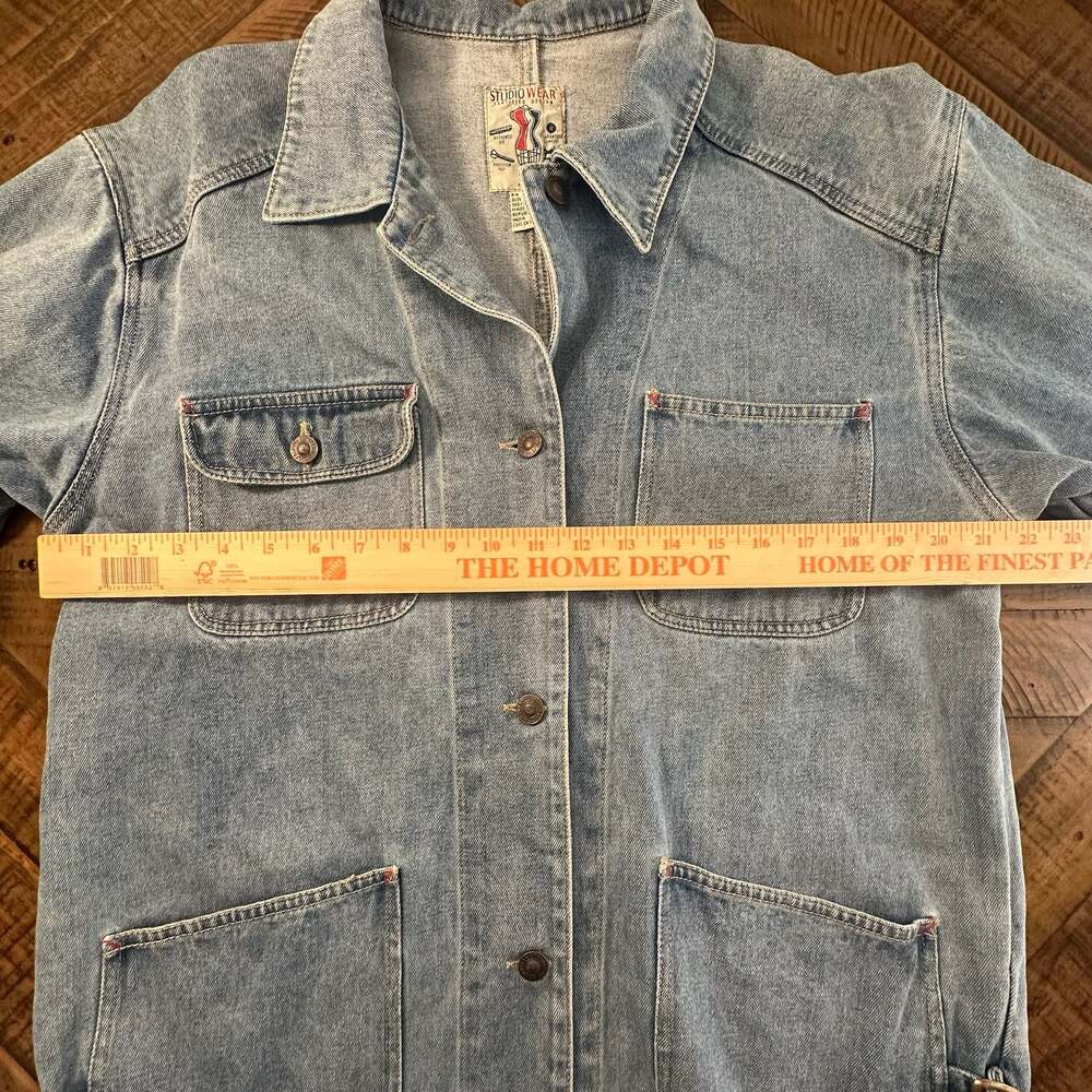 Vintage Studio Wear Denim Chore Coat Utility Jacket Large - Picture 6 of 7